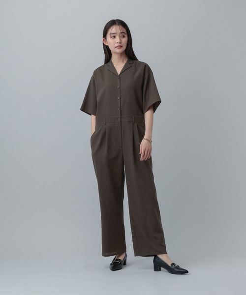 GLOBAL WORK(グローバルワーク)の「MATINEE LINE/リネンライク/オールインワン/646656(つなぎ/オールインワン・レディース・ベージュ/チェック/ブラウン系その他・MEDIUM/LARGE)」の7枚目の写真