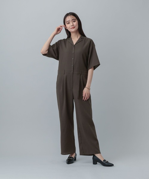 GLOBAL WORK(グローバルワーク)の「MATINEE LINE/リネンライク/オールインワン/646656(つなぎ/オールインワン・レディース・ベージュ/チェック/ブラウン系その他・MEDIUM/LARGE)」の8枚目の写真