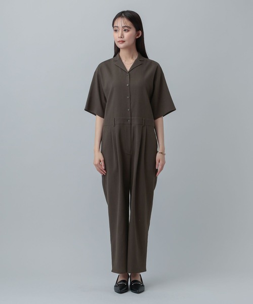 GLOBAL WORK(グローバルワーク)の「MATINEE LINE/リネンライク/オールインワン/646656(つなぎ/オールインワン・レディース・ベージュ/チェック/ブラウン系その他・MEDIUM/LARGE)」の9枚目の写真