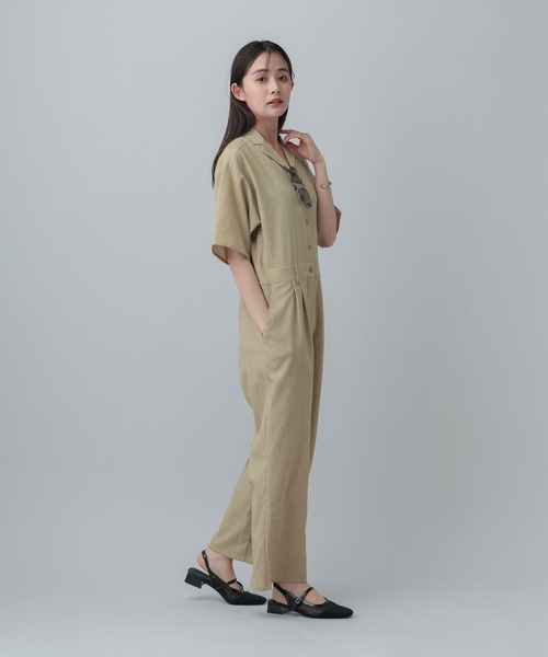 GLOBAL WORK(グローバルワーク)の「MATINEE LINE/リネンライク/オールインワン/646656(つなぎ/オールインワン・レディース・ベージュ/チェック/ブラウン系その他・MEDIUM/LARGE)」の14枚目の写真