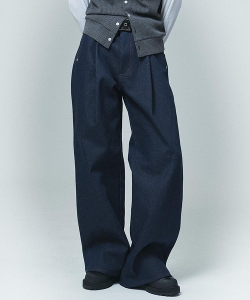 NOCTO ARCHIVE(ノクトアーカイブ)の「NOCTO ARCHIVE/ノクト アーカイブ Rigid One-tuck Wide Denim(デニムパンツ・メンズ・ブラック系その他/ネイビー・MEDIUM/LARGE)」の1枚目の写真