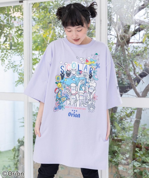 ScoLar（スカラー）の「161678：orion×ScoLar ハンズアップチュニック（チュニック・レディース・パープル/チャコールグレー/オフホワイト・M）」の6枚目の写真