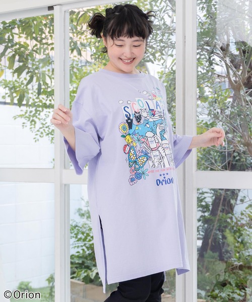 ScoLar（スカラー）の「161678：orion×ScoLar ハンズアップチュニック（チュニック・レディース・パープル/チャコールグレー/オフホワイト・M）」の10枚目の写真