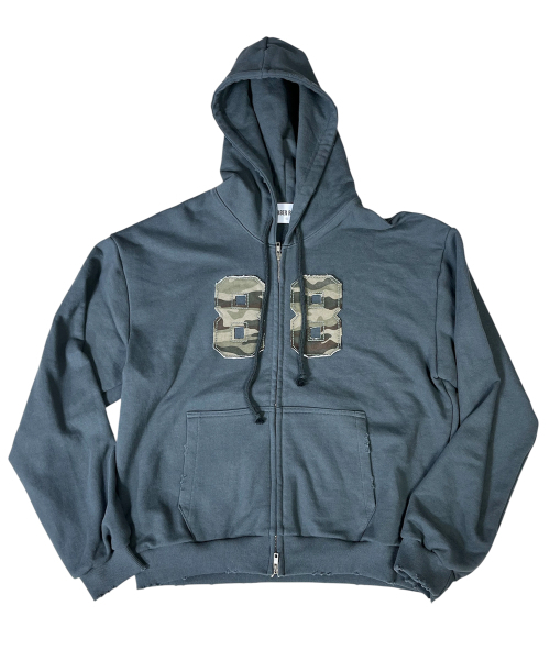 Camouflage 88 Damage Sweat Hood Zip-up (Dark gray)