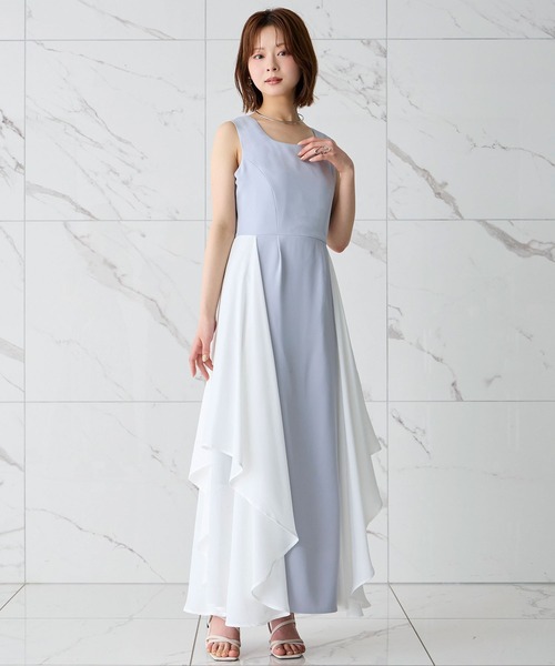 Elishe（エリシェ）の「配色フレアノースリーブワンピース（ワンピース
