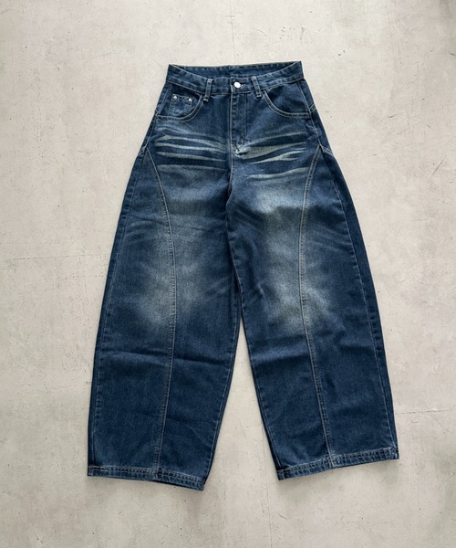 Bamm(バム)の「ヴィンテージ加工ワイドデニムパンツ(デニムパンツ・レディース・ライトブルー/ブルー・M)」の19枚目の写真