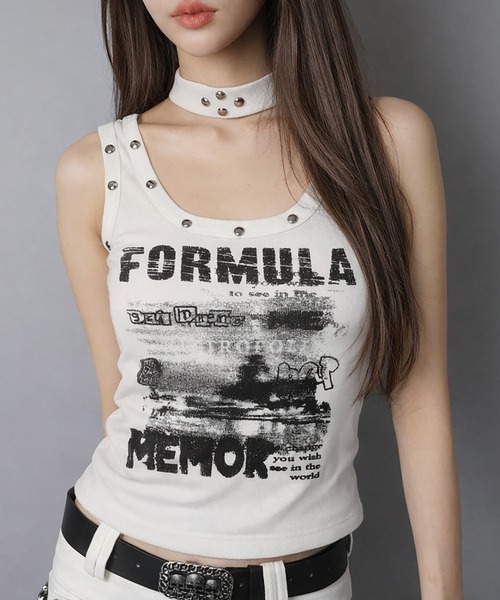 SPINNS（スピンズ）の「【セットアイテム】チョーカー付きタンクトップ/平成ギャル（タンクトップ・レディース・ブラック/ピンク/ホワイト/イエロー・ONESIZE）」の2枚目の写真