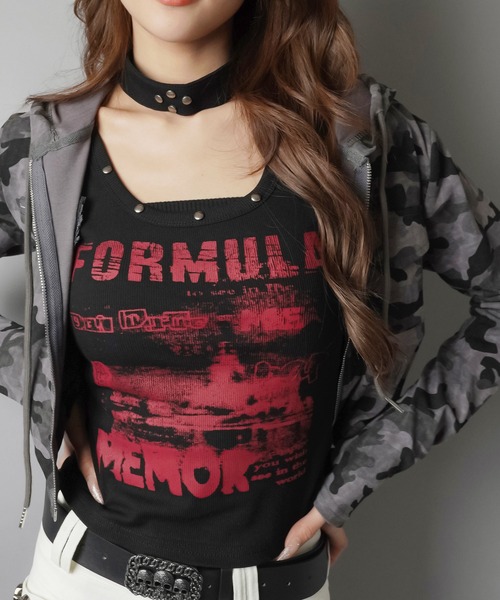 SPINNS（スピンズ）の「【セットアイテム】チョーカー付きタンクトップ/平成ギャル（タンクトップ・レディース・ブラック/ピンク/ホワイト/イエロー・ONESIZE）」の7枚目の写真