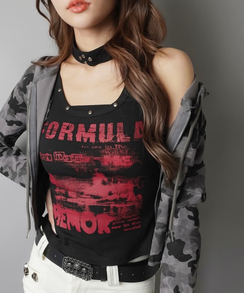 SPINNS（スピンズ）の「【セットアイテム】チョーカー付きタンクトップ/平成ギャル（タンクトップ・レディース・ブラック/ピンク/ホワイト/イエロー・ONESIZE）」の8枚目の写真