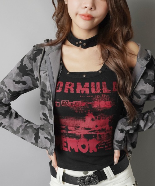 SPINNS（スピンズ）の「【セットアイテム】チョーカー付きタンクトップ/平成ギャル（タンクトップ・レディース・ブラック/ピンク/ホワイト/イエロー・ONESIZE）」の9枚目の写真