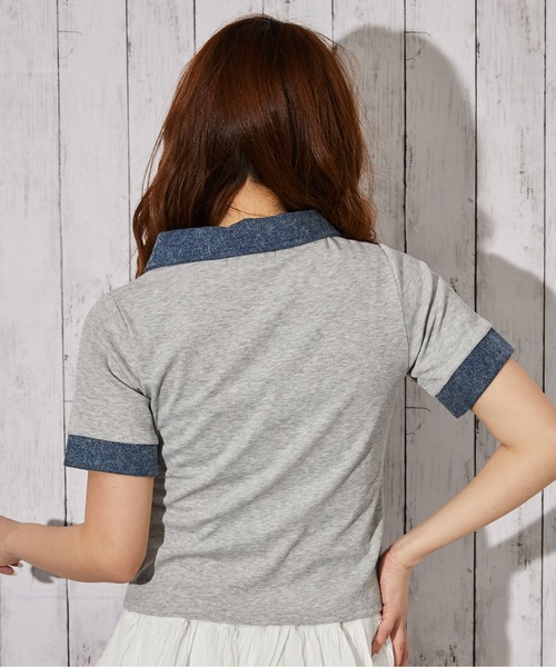 GORGE（ゴージ）の「《デニム衿ZIPトップス》カットソー／カジュアル／Y2K／春夏秋／全3色（Tシャツ/カットソー・レディース・オフホワイト/グレー/ブラック・F）」の11枚目の写真