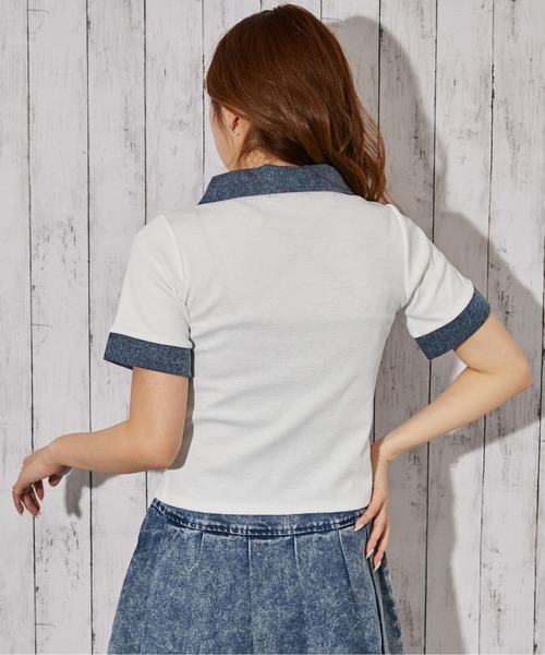 GORGE（ゴージ）の「《デニム衿ZIPトップス》カットソー／カジュアル／Y2K／春夏秋／全3色（Tシャツ/カットソー・レディース・オフホワイト/グレー/ブラック・F）」の16枚目の写真