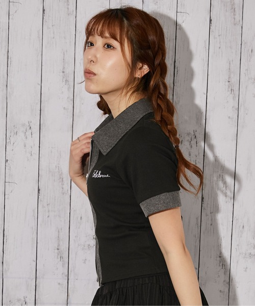 GORGE（ゴージ）の「《デニム衿ZIPトップス》カットソー／カジュアル／Y2K／春夏秋／全3色（Tシャツ/カットソー・レディース・オフホワイト/グレー/ブラック・F）」の21枚目の写真