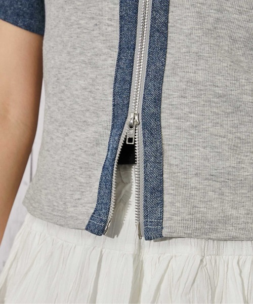 GORGE（ゴージ）の「《デニム衿ZIPトップス》カットソー／カジュアル／Y2K／春夏秋／全3色（Tシャツ/カットソー・レディース・オフホワイト/グレー/ブラック・F）」の9枚目の写真