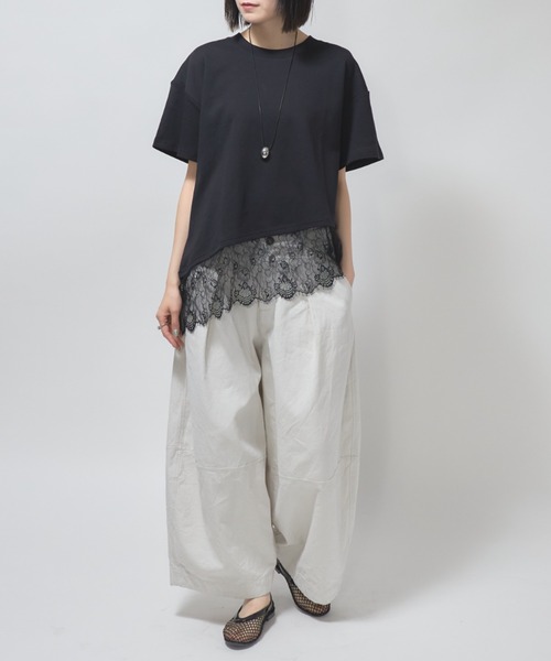 leimn(レイムン)の「レースドッキングTシャツ(Tシャツ/カットソー・レディース・ホワイト/ブラック・M)」の14枚目の写真