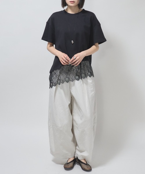 leimn(レイムン)の「レースドッキングTシャツ(Tシャツ/カットソー・レディース・ホワイト/ブラック・M)」の15枚目の写真