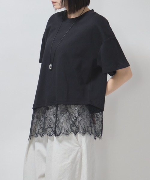 leimn(レイムン)の「レースドッキングTシャツ(Tシャツ/カットソー・レディース・ホワイト/ブラック・M)」の11枚目の写真