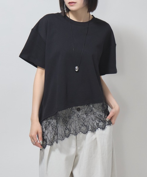 leimn(レイムン)の「レースドッキングTシャツ(Tシャツ/カットソー・レディース・ホワイト/ブラック・M)」の10枚目の写真