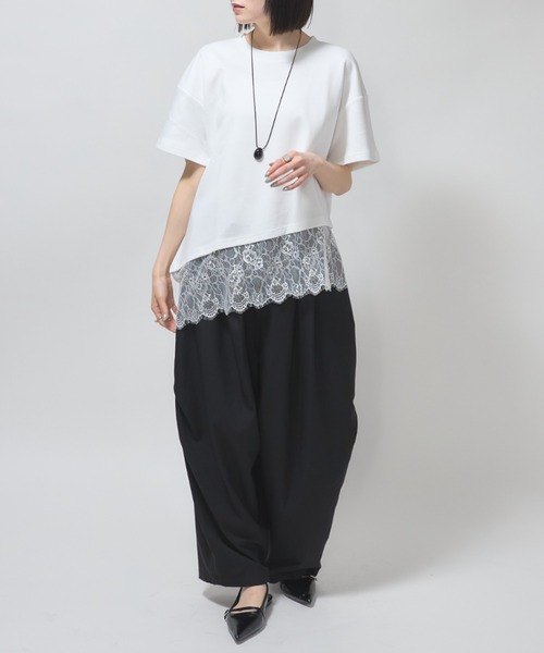 leimn(レイムン)の「レースドッキングTシャツ(Tシャツ/カットソー・レディース・ホワイト/ブラック・M)」の7枚目の写真
