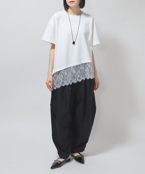 leimn(レイムン)の「レースドッキングTシャツ(Tシャツ/カットソー・レディース・ホワイト/ブラック・M)」の6枚目の写真