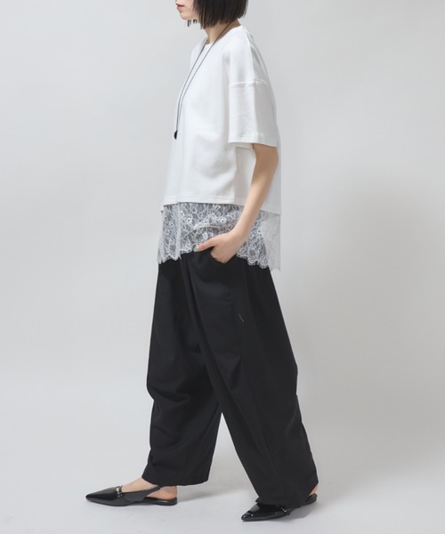 leimn(レイムン)の「レースドッキングTシャツ(Tシャツ/カットソー・レディース・ホワイト/ブラック・M)」の8枚目の写真