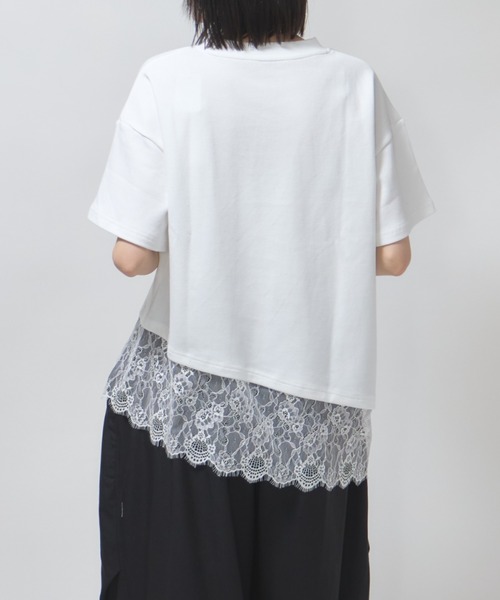 leimn(レイムン)の「レースドッキングTシャツ(Tシャツ/カットソー・レディース・ホワイト/ブラック・M)」の5枚目の写真