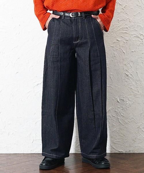 MinoriTY】タックドレープカーブシルエットデニム メンズ カーブデニム