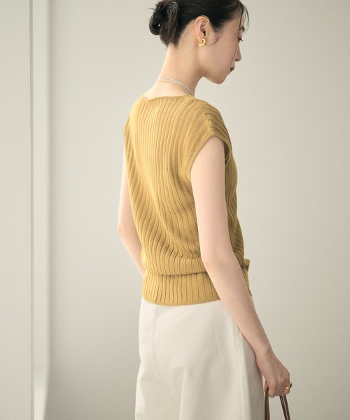 LAULEN(ローレン)の「sheer rib french sleeve knit /シアーリブフレンチスリーブニット(ニット/セーター・レディース・グレー/ホワイト/マスタード/イエロー・FREE)」の9枚目の写真