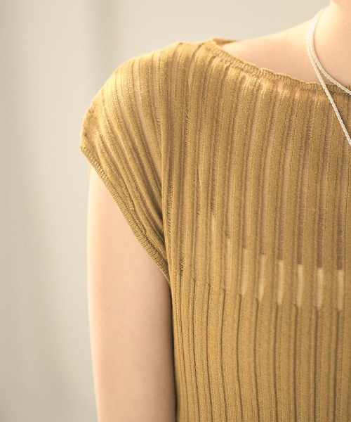 LAULEN(ローレン)の「sheer rib french sleeve knit /シアーリブフレンチスリーブニット(ニット/セーター・レディース・グレー/ホワイト/マスタード/イエロー・FREE)」の18枚目の写真