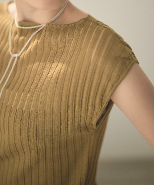 LAULEN(ローレン)の「sheer rib french sleeve knit /シアーリブフレンチスリーブニット(ニット/セーター・レディース・グレー/ホワイト/マスタード/イエロー・FREE)」の19枚目の写真