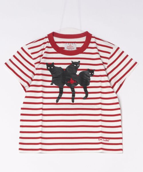 Vivienne Westwood（ヴィヴィアンウエストウッド）の「ｵｰｶﾞﾆｯｸｺｯﾄﾝ天竺CATS PRINTﾎﾞｰｲｽﾞｼｮｰﾄTｼｬﾂ（Tシャツ/カットソー・レディース・ホワイト/レッド系その他/ブラック・38/40）」の3枚目の写真