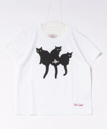 ｵｰｶﾞﾆｯｸｺｯﾄﾝ天竺CATS PRINTﾎﾞｰｲｽﾞｼｮｰﾄTｼｬﾂ