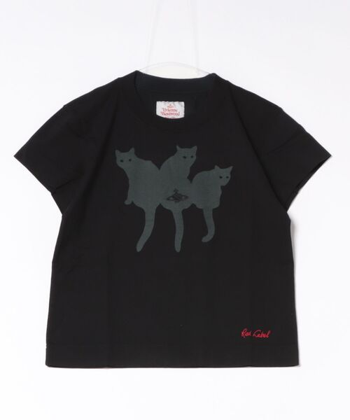 Vivienne Westwood（ヴィヴィアンウエストウッド）の「ｵｰｶﾞﾆｯｸｺｯﾄﾝ天竺CATS PRINTﾎﾞｰｲｽﾞｼｮｰﾄTｼｬﾂ（Tシャツ/カットソー・レディース・ホワイト/レッド系その他/ブラック・38/40）」の2枚目の写真