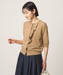green label relaxing（グリーンレーベルリラクシング）の「フリル ショートスリーブ ニット カーディガン（カーディガン/ボレロ）」