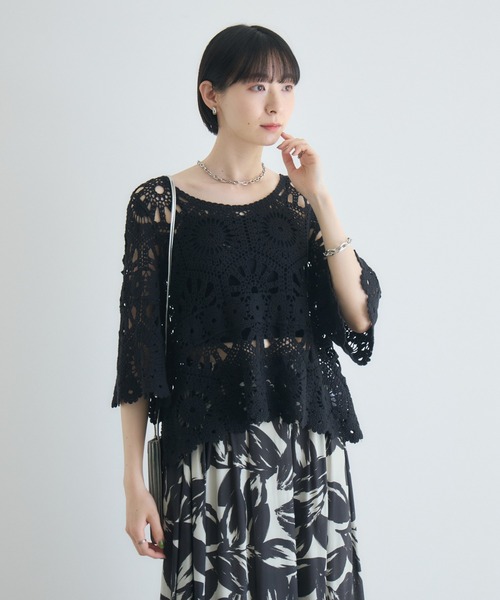 Paradise Picnic(パラダイスピクニック)の「かぎ編みトップス(Tシャツ/カットソー・レディース・ホワイト/ブラック・FREE)」の22枚目の写真