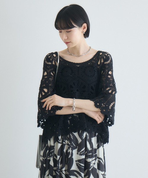 Paradise Picnic(パラダイスピクニック)の「かぎ編みトップス(Tシャツ/カットソー・レディース・ホワイト/ブラック・FREE)」の21枚目の写真