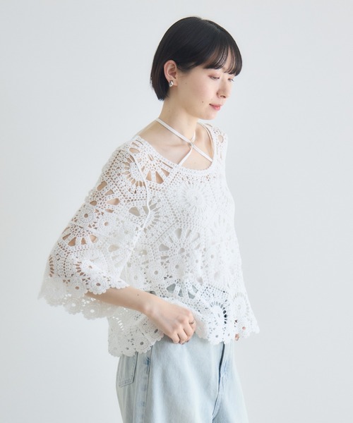 Paradise Picnic(パラダイスピクニック)の「かぎ編みトップス(Tシャツ/カットソー・レディース・ホワイト/ブラック・FREE)」の9枚目の写真