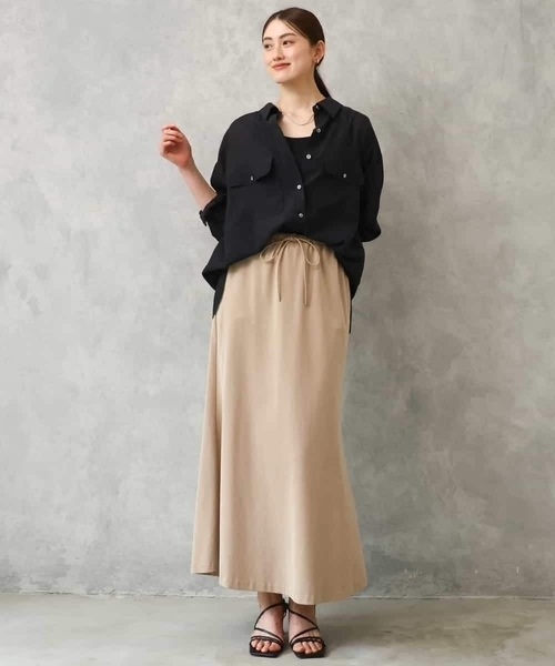 MICHEL KLEIN(ミッシェル・クラン)の「シアーツイルオーバーシャツ(シャツ/ブラウス・レディース・ブラック/ライトベージュ・40/38)」の9枚目の写真