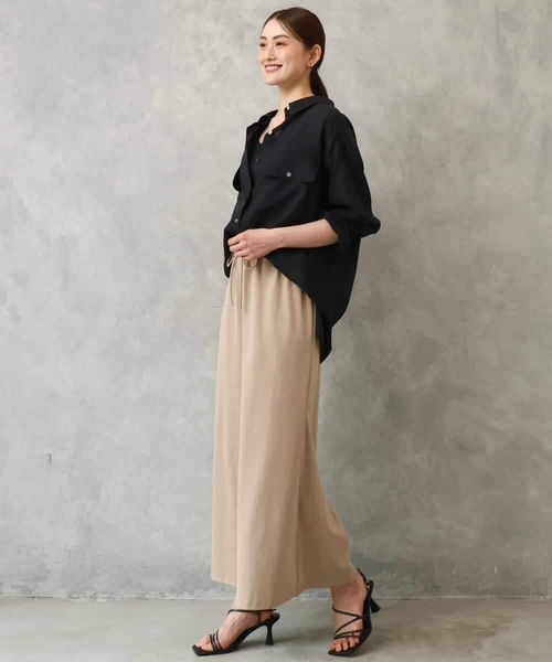 MICHEL KLEIN(ミッシェル・クラン)の「シアーツイルオーバーシャツ(シャツ/ブラウス・レディース・ブラック/ライトベージュ・40/38)」の8枚目の写真