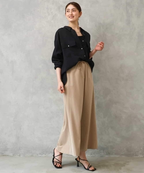 MICHEL KLEIN(ミッシェル・クラン)の「シアーツイルオーバーシャツ(シャツ/ブラウス・レディース・ブラック/ライトベージュ・40/38)」の7枚目の写真