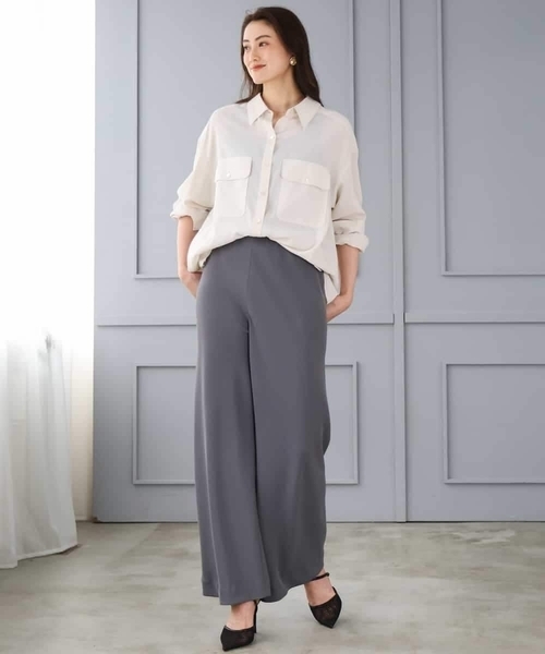 MICHEL KLEIN(ミッシェル・クラン)の「シアーツイルオーバーシャツ(シャツ/ブラウス・レディース・ブラック/ライトベージュ・40/38)」の12枚目の写真