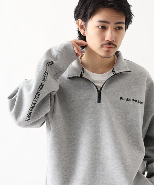 FLASH PACKER(フラッシュパッカー)の「エアテンション®ダンボールニット ハーフジップ(スウェット・メンズ・ホワイト/ブラック/グレー・XL/M)」の3枚目の写真