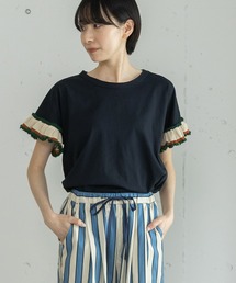POU DOU DOU | 配色ニットフリル袖トップス(Tシャツ/カットソー)