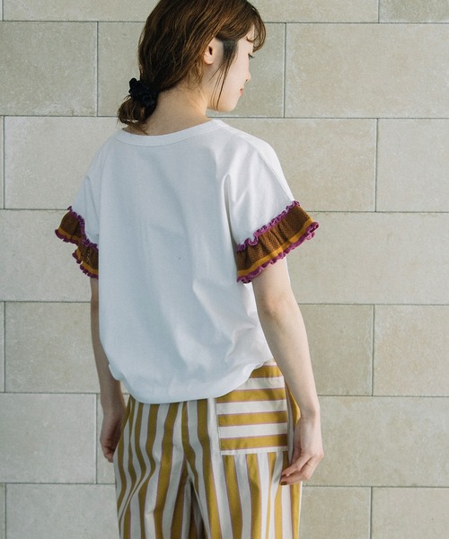 POU DOU DOU(プードゥドゥ)の「配色ニットフリル袖トップス(Tシャツ/カットソー・レディース・ネイビー/グリーン/オフホワイト・3)」の19枚目の写真