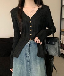 フィットリブニットトップス