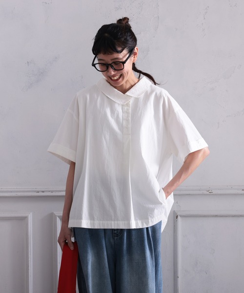 soulberry(ソウルベリー)の「アシンメトリーなブラウス(シャツ/ブラウス・レディース・オフホワイト・5L/4L/3L/LL/L/M)」の4枚目の写真