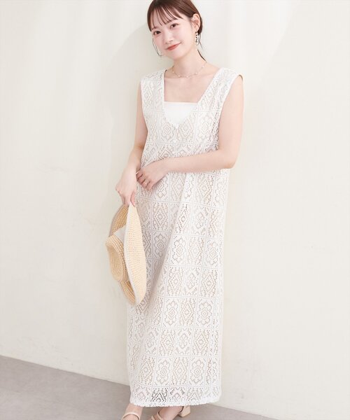 natural couture(ナチュラルクチュール)の「〈Erikoコラボ〉前後2WAYレースジャンスカ(ワンピース・レディース・ブラック/アイボリー・FREE)」の2枚目の写真
