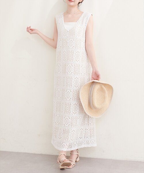 natural couture(ナチュラルクチュール)の「〈Erikoコラボ〉前後2WAYレースジャンスカ(ワンピース・レディース・ブラック/アイボリー・FREE)」の5枚目の写真