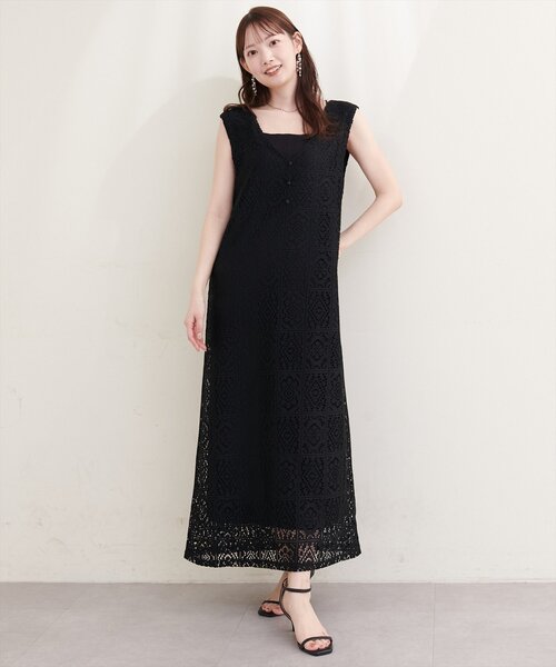 natural couture(ナチュラルクチュール)の「〈Erikoコラボ〉前後2WAYレースジャンスカ(ワンピース・レディース・ブラック/アイボリー・FREE)」の12枚目の写真