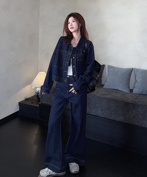 Aelina(エリナ)の「デニムセットアップ(セットアップ・レディース・インディゴブルー・XL/L/M/S)」の4枚目の写真